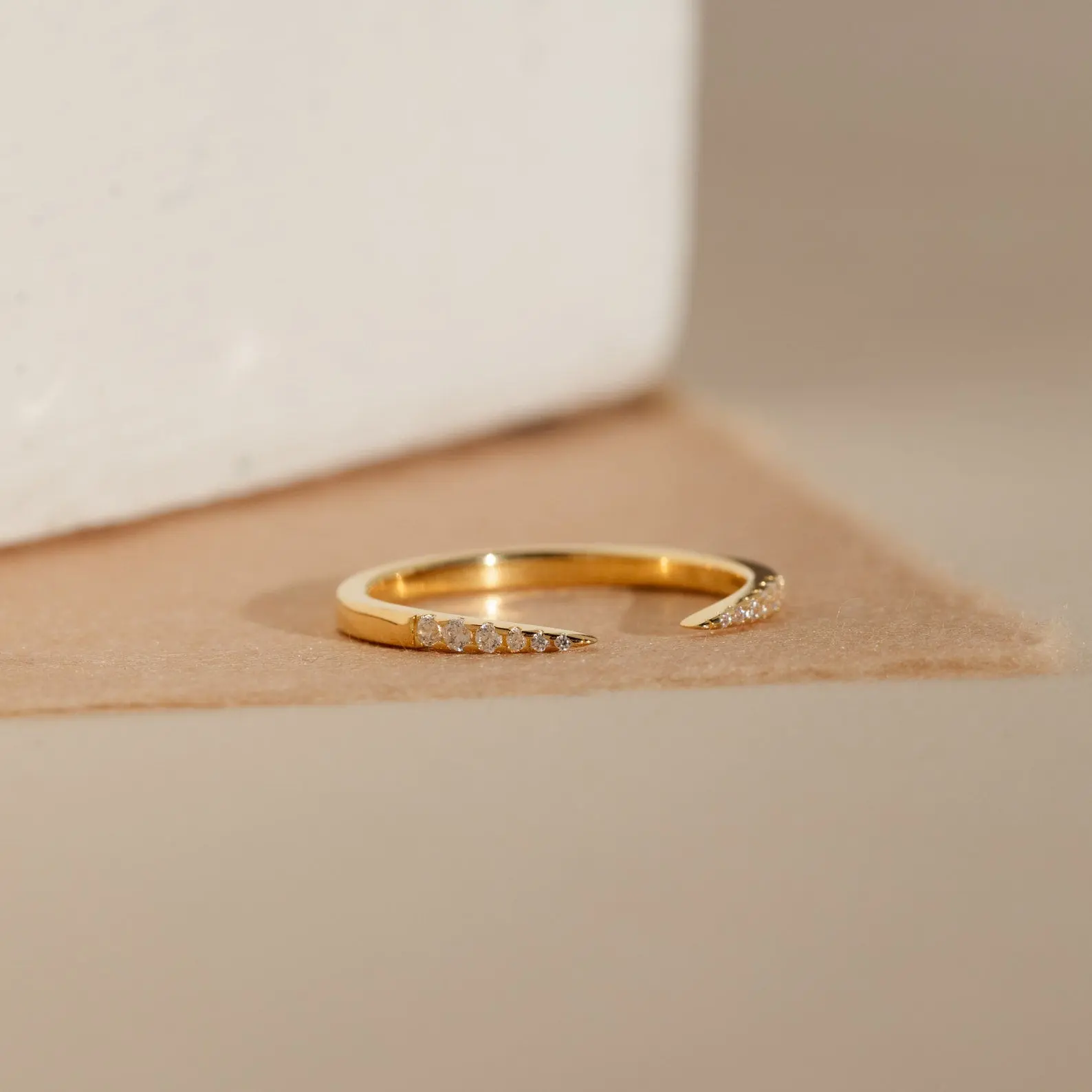 Jessie Duo Pave Ring by Caitlyn Minimalist - Minimalist Open Diamond Ring - Dainty Gold Stacking Ring - Bridal Jewelry - Anniversary Gift for Her