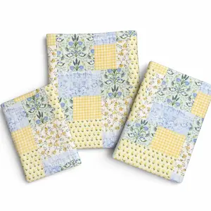 Cottagecore Patchwork Book Sleeve, Quilted Floral Book Protector, Yellow & Blue Fabric Book Cover, Handmade Reader Gift
