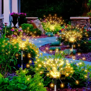 JNOEC Solar Outdoor Aluminium Switch Starburst Fairy Lights, 8-Pack 480 LED Waterproof IP65 Pathway Lights with 8 Lighting Modes, Warm White & Multi-Color for Patio, Halloween Decor, Solar Outdoor Lights