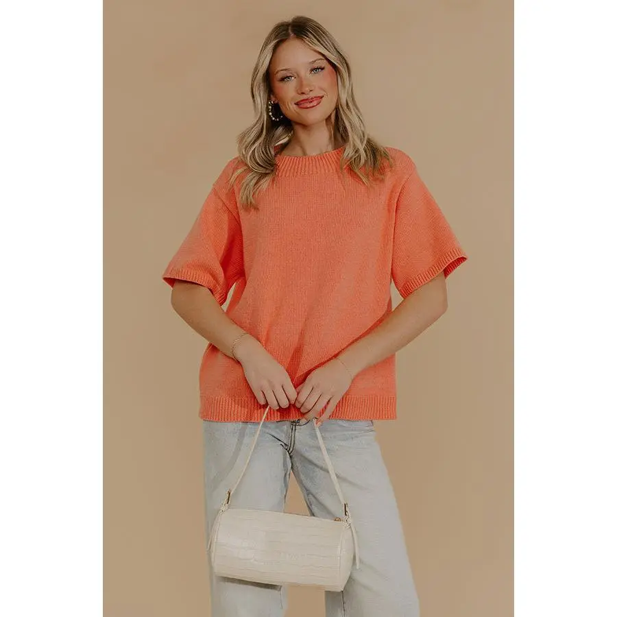Sweet Spring Knit Sweater in Coral