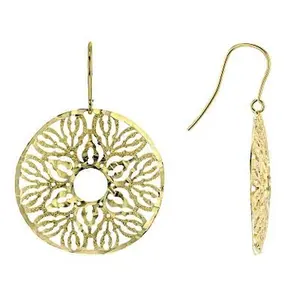 JTV 18K Yellow Gold Over Bronze Filigree Disc Dangle Earrings