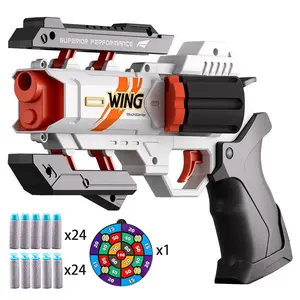 Rapid Deformation Burst Revolver RWith 44 EVA Soft Bullets & With a target  Handheld Pneumatic Blasting Toy Gun Game for Outdoor Team Activities & Festival Gift Essential