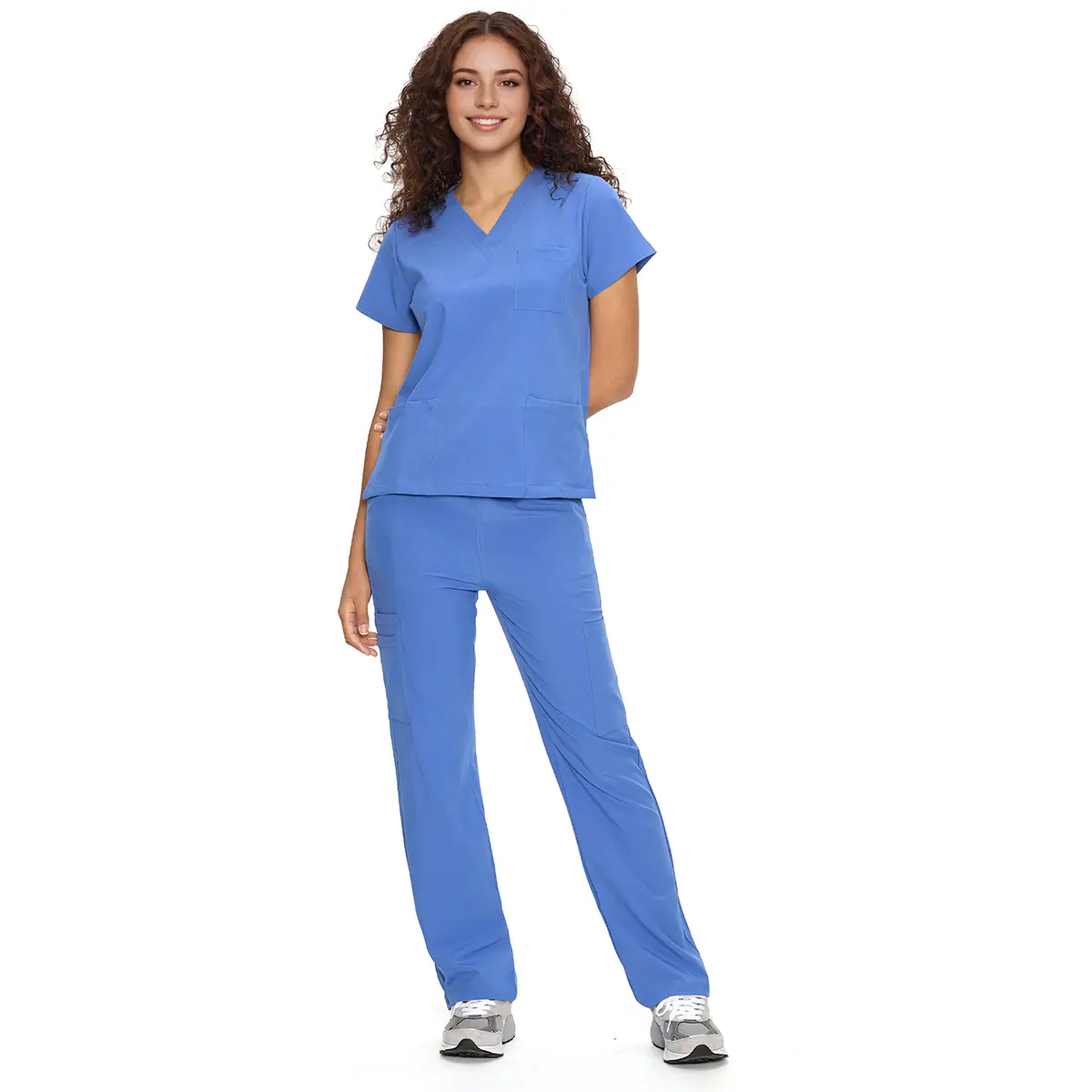COZYSCRUBS Women's  DawnDusk Medical Workwear Set - V-Neck Shirt, Straight Leg Pants, 9 Pockets, Easy Care, Cozyfit Women's Clothes Uniforms Basic