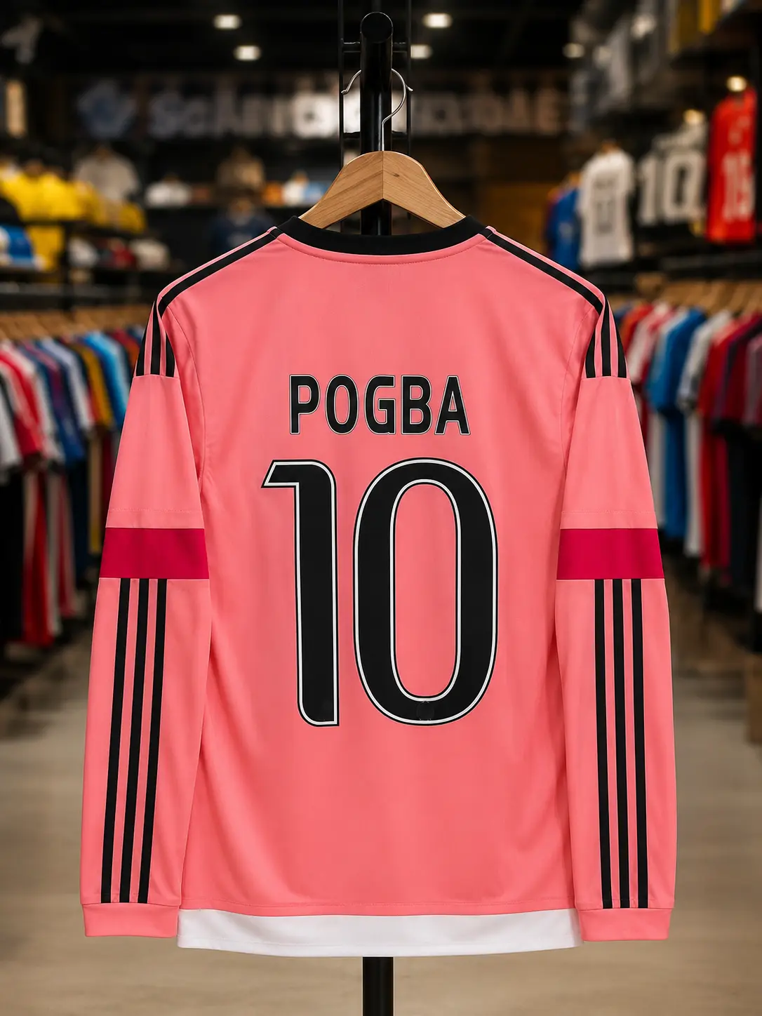 2015 Pink Retro Football Shirt Number 10 Long Sleeve Full Logo
