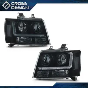 CROSSDESIGN Fits 07-14 Chevy Tahoe Suburban LED Headlights Lamps Left & Right