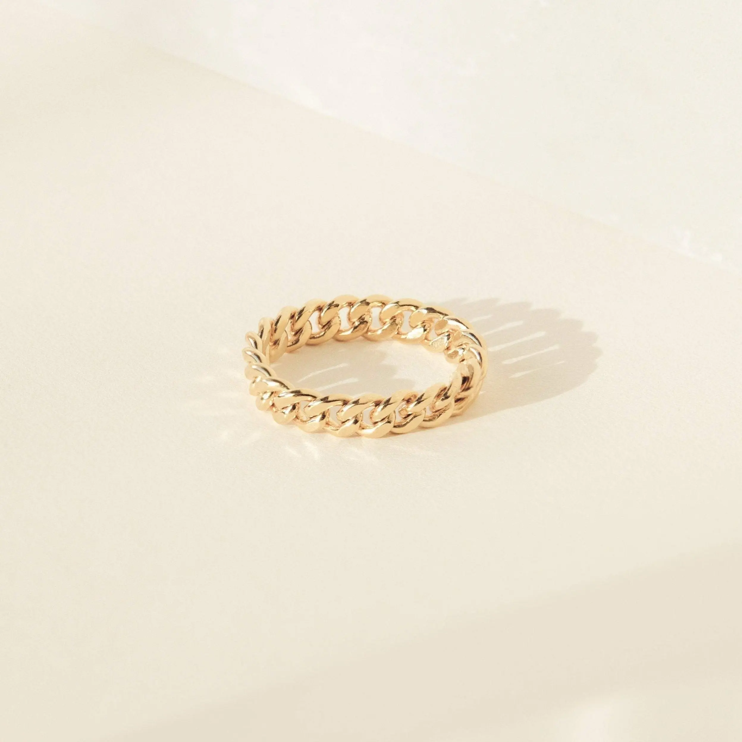 Curb Chain Ring by Caitlyn Minimalist - 18K Gold Plated Link Chain Stacking Ring - Statement Jewelry - Gift for Her