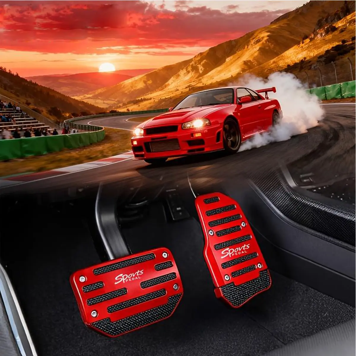 2Pcs Aluminum Alloy Automatic Transmission Car Pedal Set (Including Accelerator Pedal & Brake Pedal) - Non-Universal Non-Slip Pedal Cover - Sporty Decorative Accessory
