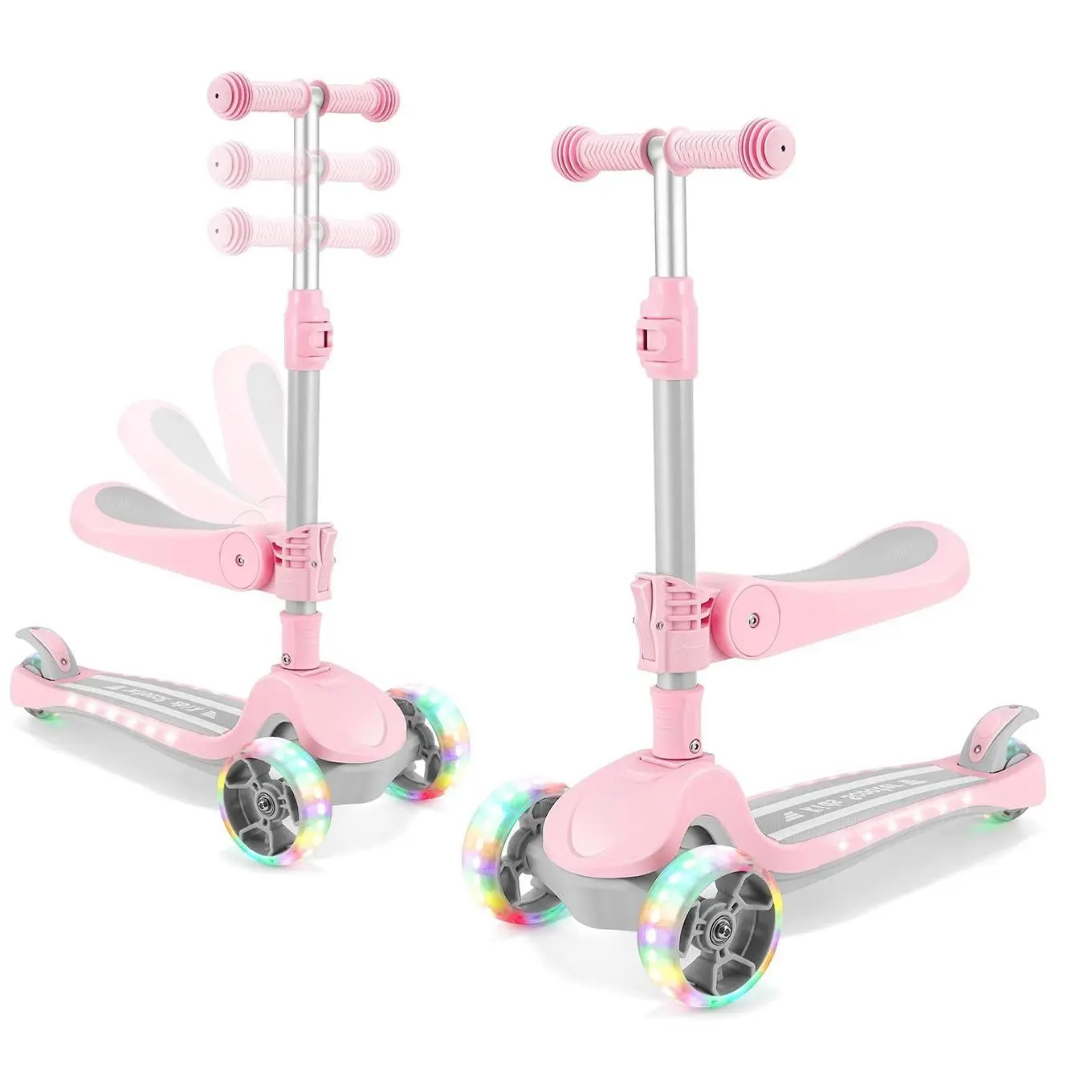 Unisex Kids' Seat Scooter with LED Light-Up Wheels (Enhance Visibility), 4-Level Adjustable Handlebar, Detachable Seat, Tilt Steering System, Non-Slip Deck, Stable Frame, Child-Friendly for Ages 2-8, Outdoor Play Equipment