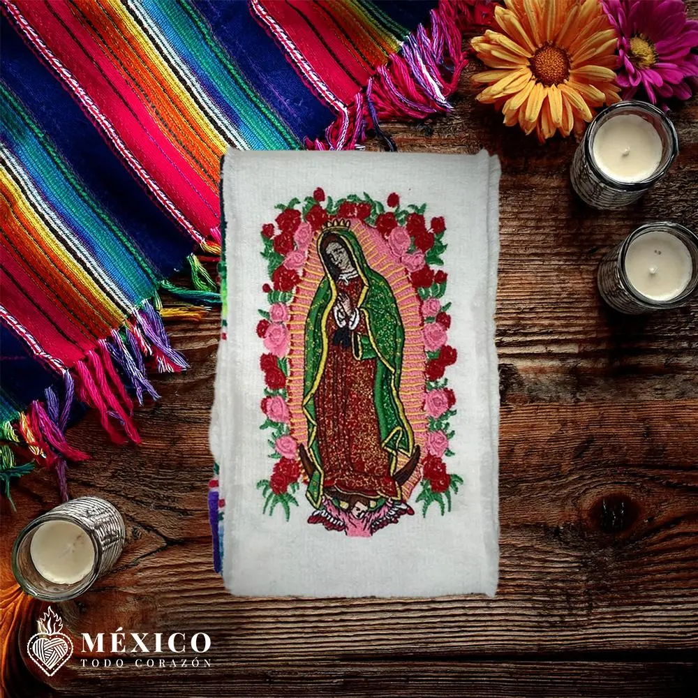 Mexican Graduation Stole Custom Sarape Virgin of Guadalupe with Flowers and Flags Embroidery Personalized Sash Class of 2026 | Mexico Todo Corazon Cultural Significance