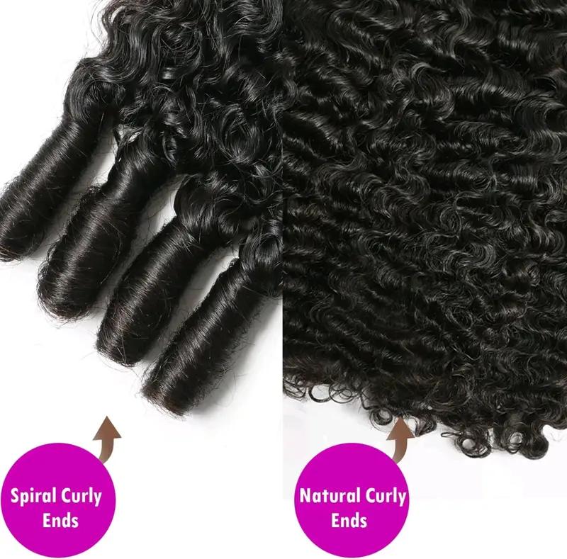[HOT] Burmese Curly Wig 100% Human Hair Wigs For Women 200% Density Brazilian Half Glueless Wig Human Hair Ready to Wear 3 IN 1 Half Wig With Drawstring Curly Half Wig On Sale