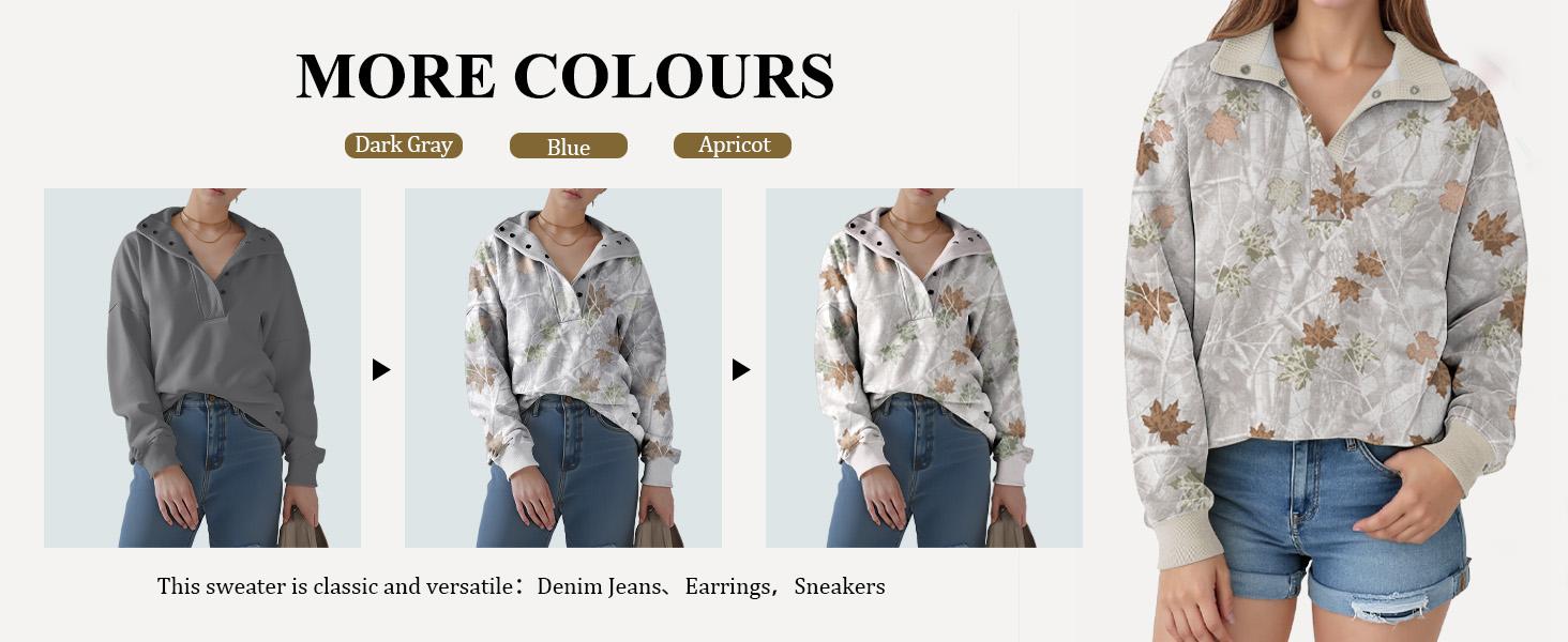 Soesdemo Women's Oversized Waffle Knit Hoodie – Apricot Camouflage Pullover Sweatshirt with Fleece Lining, Cozy Buttoned Mock Neck Fall Tunic – Long Sleeve Womenswear Tops, Basic Casual Crewneck, Dark Gray Minimalist Style