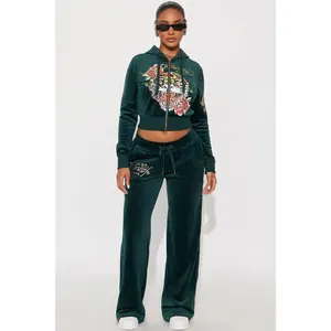 Ed Hardy Retro Tiger Velour Pant Set - Hunter C