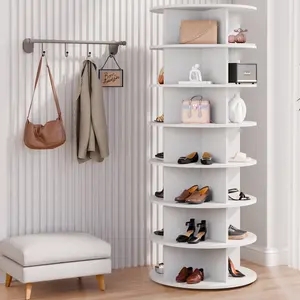 Rotating Shoe Rack Tower - 7-Tier Spinning Handbag Shoe Display Lazy Susan Organizer, 360° Revolving Shoe Rack Storage Round Carousel Cabinet, for Entryway, Living Room, Bedroom