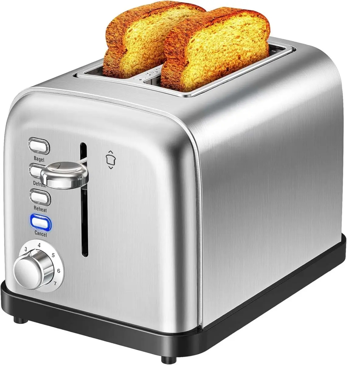 Cook N Repeat CNR-Toaster011326 Stainless Steel Compact 2-Slice Extra-Wide Toaster with 900W, Bagel Function, Cancel Function, LED Light