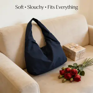 Women's 19x8x11" Solid Color Textured Draped Tote Bag with Dual Zips - Home Organizer Storage Bag for Work/School, Thoughtful Minimal Valentine’s Gift