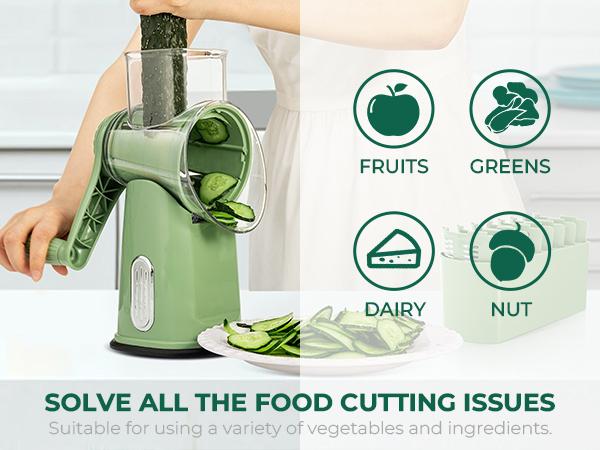 SUSTEAS Rotary Cheese Grater with Handle 5 Well-Designed Blades Strong Suction Cup Base Durable Stainless Steel Blades for Kitchenware Vegetable Cutting Slicer Fruit Vegetable Slicer Utensils SUSTEAS Rotary Cheese Grater with Handle 5 Well-Designed Blades Strong Suction Cup Base Durable Stainless Steel Blades for Kitchenware Vegetable Cutting Slicer Fruit Vegetable Slicer Utensils