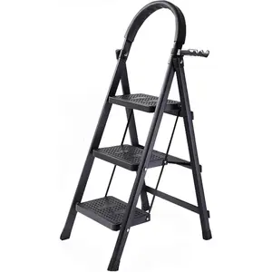 3-step Ladder;; easy to clean; space-saving; rustproof; waterproof; odor-resistant; durable; lightweight; heavy-duty; hygienic; scratch-resistant; quick setup