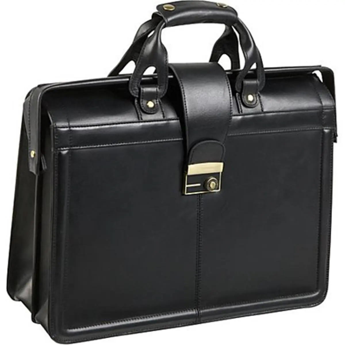 212 MAIN Men's Top Grain Leather Executive Briefcase - Dial Lock, APC Legal Design, Doctor Bag Style, Dual-Handle Luggage Bag