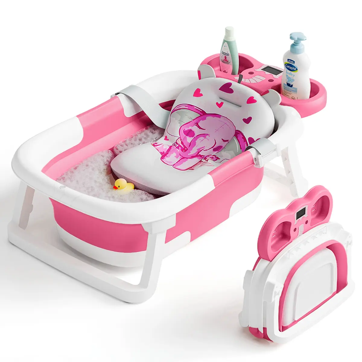 Collapsible Baby Bathtub | Real-Time Temp Monitor, Floating Cushion, Foldable Travel Tub for Newborns & Toddlers，mothersdaygif, #SummerVibes