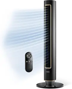 Lasko Pinnacle 40” Tower Fans for Home, 32 ft/s Airflow, Quiet 24dB, 90° Oscillation, Standing Fan for Bedroom with 24 Hour Timer, DC Motor, Air Filter for Hair & Dust, Night Light, Remote, DST100