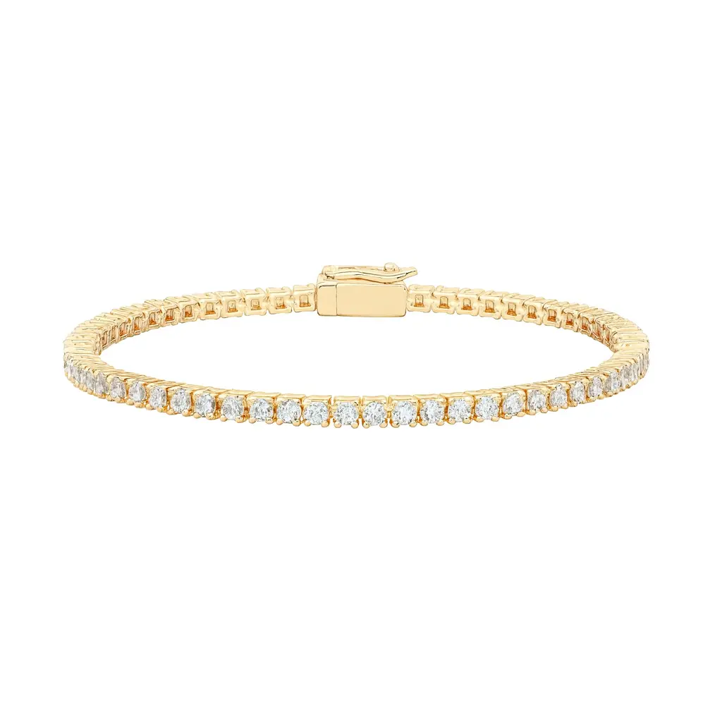 PAVOI 14K Gold Plated Cubic Zirconia Classic Tennis Bracelet | Gold Bracelets for Women | 4mm CZ, Size 6.5-7.5 Inch