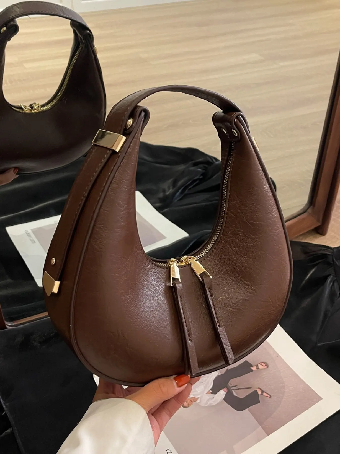 Women's Fashion Crescent Underarm Bag, Casual Solid Color Crossbody Shoulder Bag, Daily Use Zipper Handbag, Stylish and Comfortable, Stylish crossbody bags, Fashionable Crossbody Bag