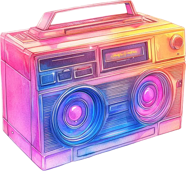 DTF Transfer – Retro Boom Box Multi Sizes (RT-AC003)