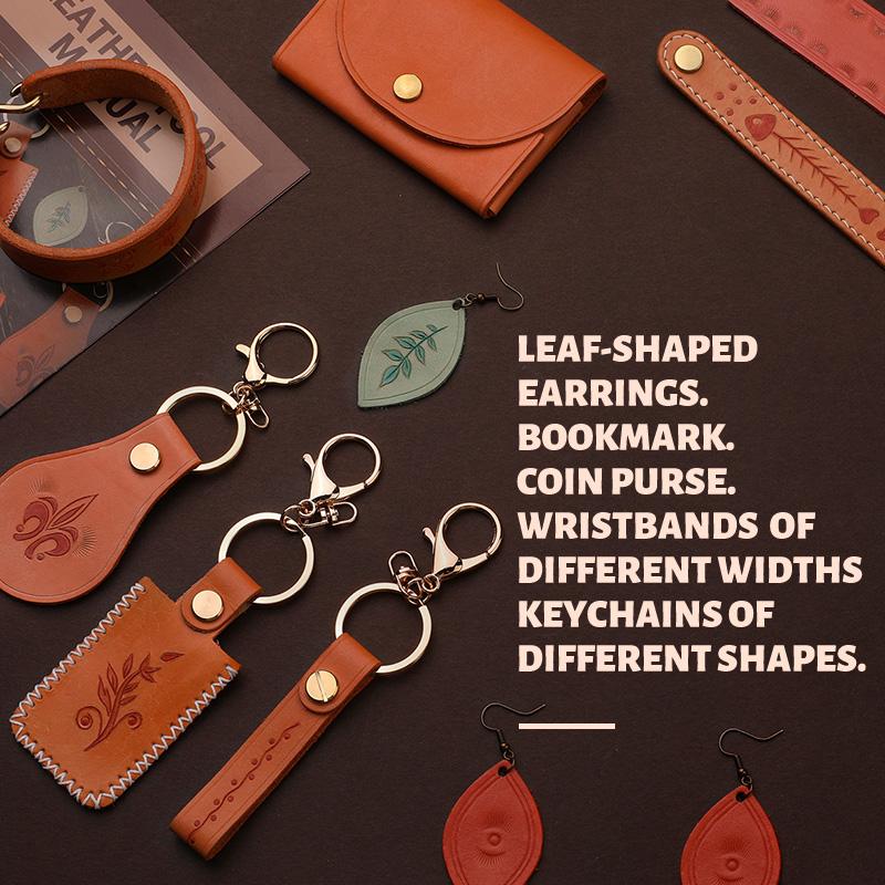 Harxvto Leather Crafting Kit Leather Working Tools and Supplies Stamping, Handmade Leather Craft  Classic Style Handmade Gift Bring to Your Love for Diy Craft Beginner