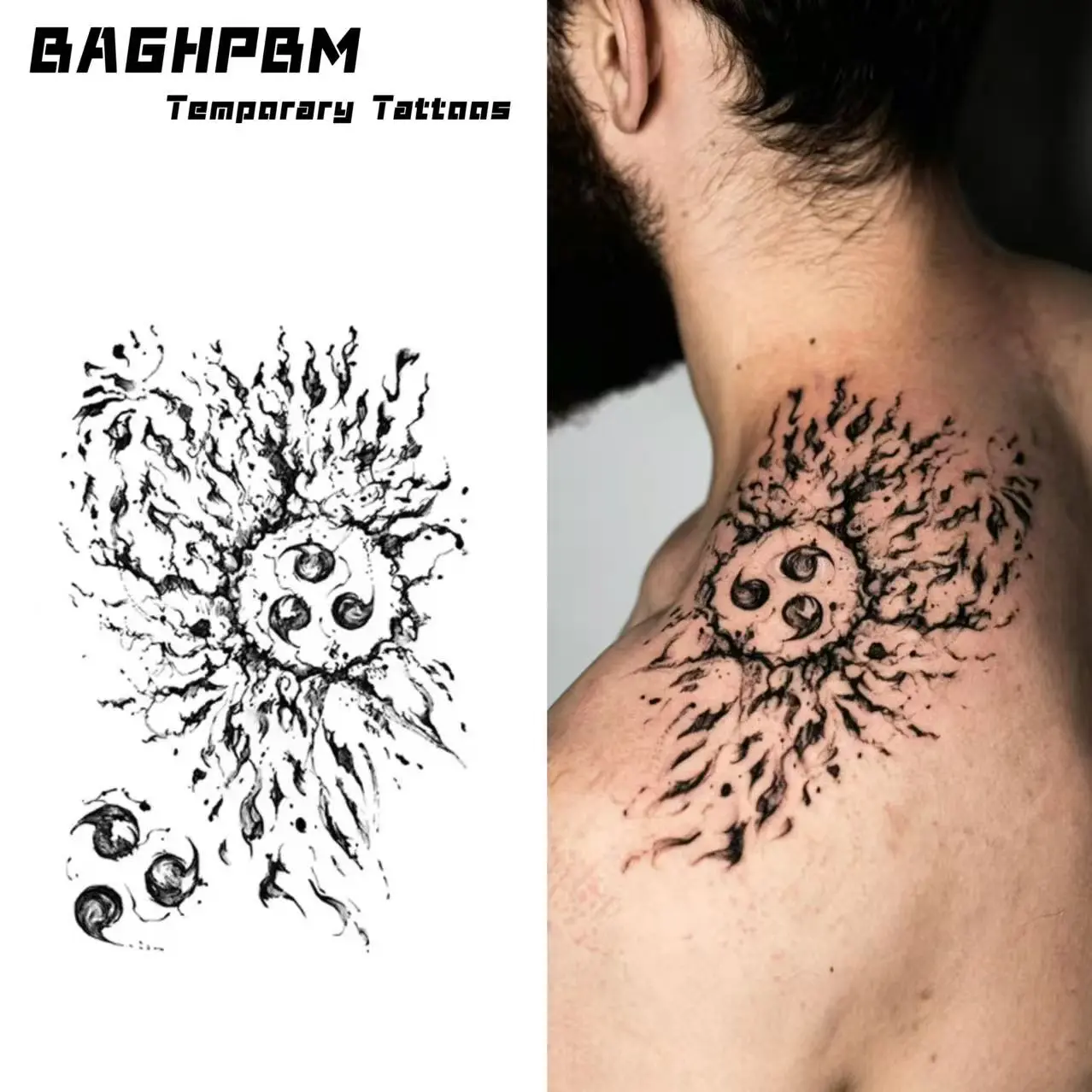 BAGHPBM Heaven's Curse Mark Japanese Anime-Style Temporary Tattoos, Body-Safe Nontoxic Fake Waterproof Long-Lasting Tattoos for Beauty & Personal Care Makeup Use, Body-Safe Temporary Tattoos, Nontoxic Temporary Tattoos