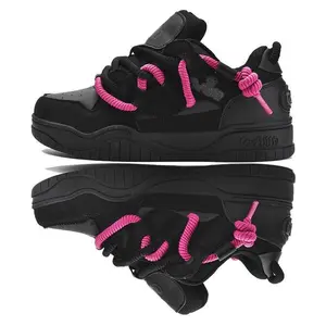 Unisex Skateboard Shoes Non-Slip Multi-Functional Thick Sole Flat Sneakers Trendy High-End Outdoor Casual Shoes Suitable for Skating, Street Fitness