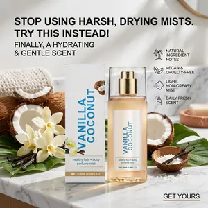 Sweet Vanilla Coconut Fragrance Mist - Fresh Romantic Body Spray, Long Lasting Tropical Vibe Portable Perfume for All Day Wear essence mini scent floral elegant scentual fruit