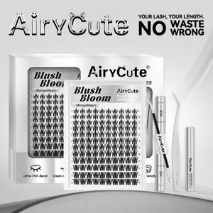 BlushBloom | AiryCute MangaMagic Collection Upgrade U Lashes with Ultra-Dense, Waterproof, Long-Lasting Lashes | FairyBloom | Fashion Wet Look | fairy bloom Beginner-Friendly DIY Lashes for a Flawless, Voluminous Look | Trendy & Must-Have Clusters