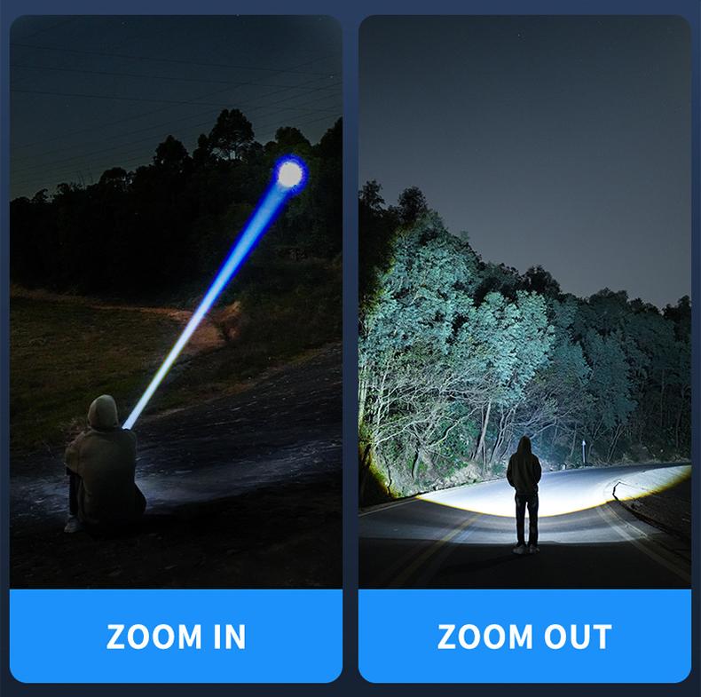 2-in-1  FLASHLIGHT with Charging Phone Function | Super Bright, USB Rechargeable, Zoomable | Camping, Emergency, Fishing Torch light strong light flashlight