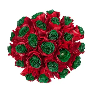 Marshmallow Red & Green with Glitter Painted Roses