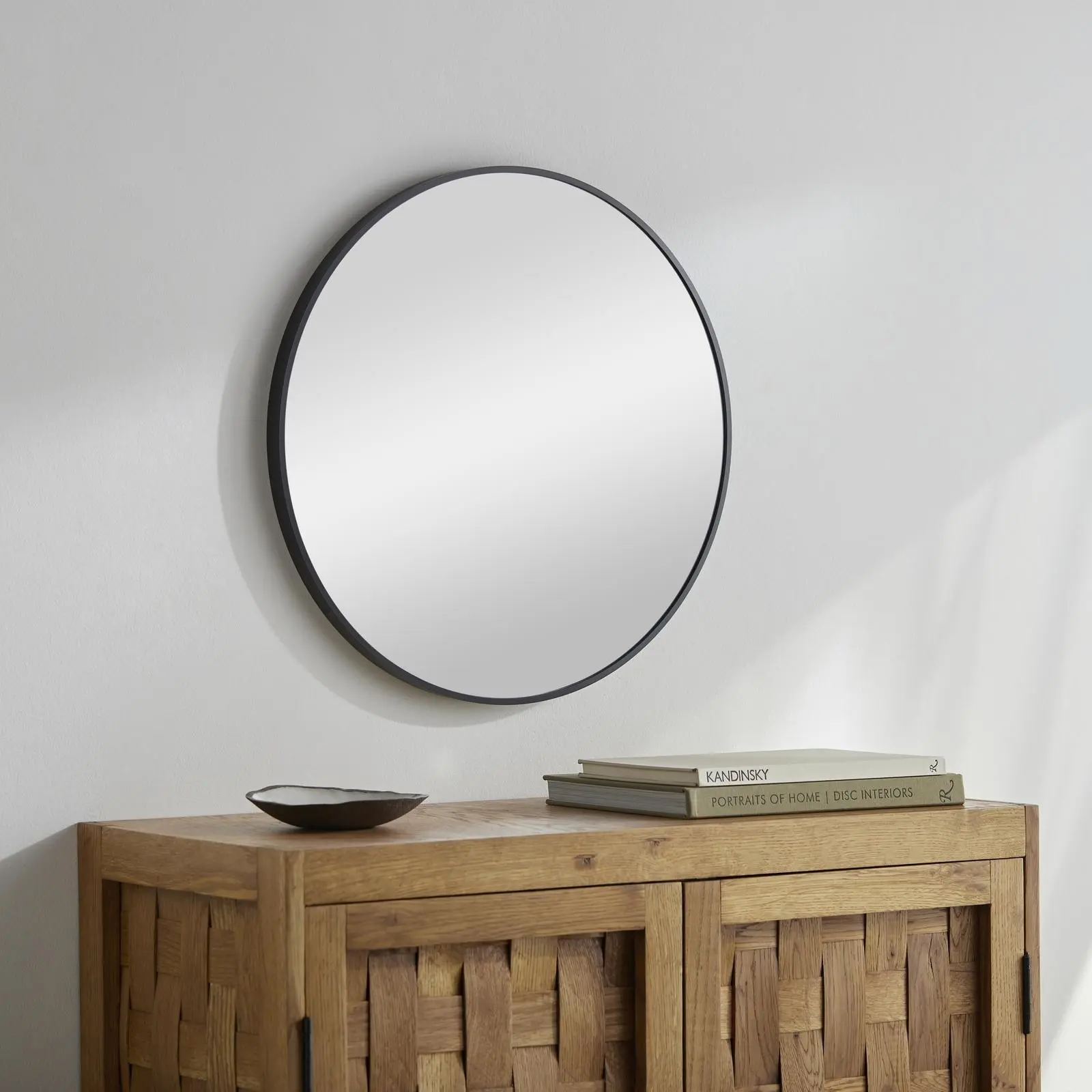 Livabliss Aranya Series Aluminum Frame Mirror - Modern Round, Thin Profile, Matt Finish, Easy to Clean, Wall-Mounting, Multi-Size Option, 22"h x 22"w x 1"d, Black Frame Home Decor Aesthetic Wall-Mounted Mirror Alternative