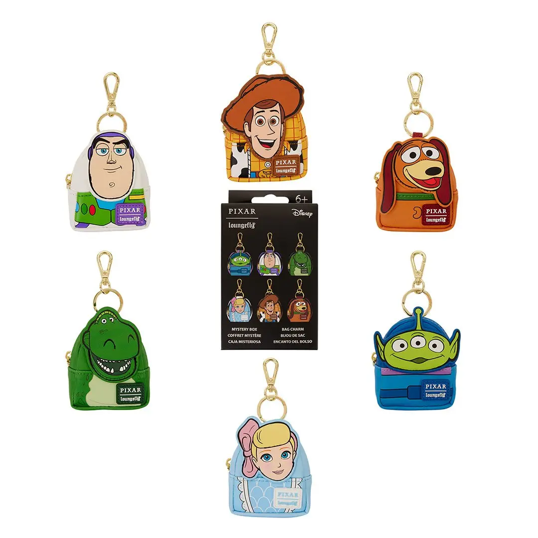 Loungefly Classic Disney Pixar Toy Story 30th Anniversary Faux Leather Mini Backpack Charm, Cute Imported Mystery Pack Featuring Bo Peep, Collectibles, 2.25”W X 3”H X 1.25”D, Appliqué Details, Keychain, Mini Bag, Mini Backpack Charms & Twillies