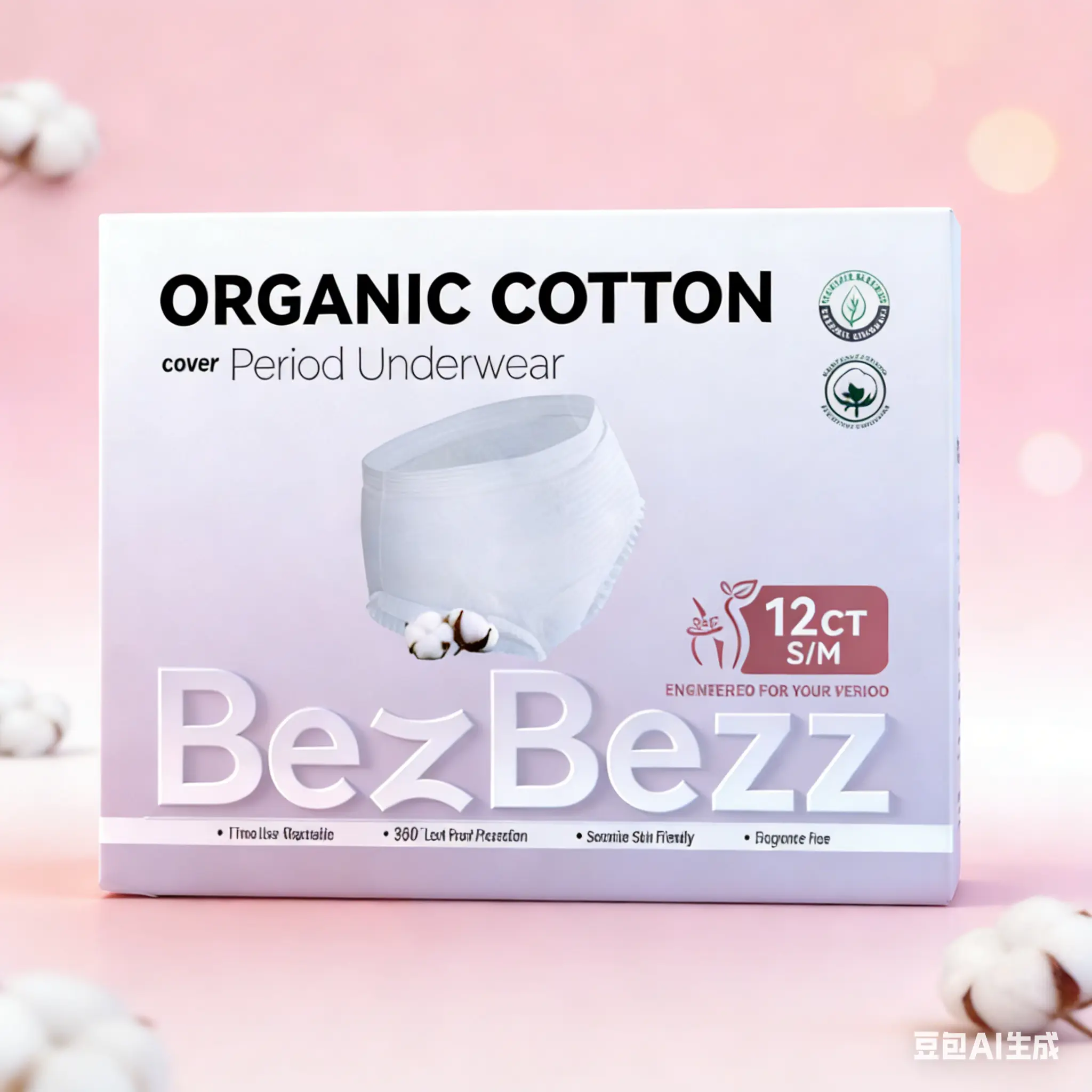 BezBezz Disposable Period Underwear for Women - Organic, Ultra-Comfortable, High-Waisted, Minimalist Soft Panty for Heavy Flow, Sensitive Skin, Postpartum Recovery, Everyday Use - Eco-Friendly, 360° Leak-Proof Security