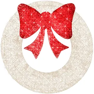 Best Choice Products 30in Pre-Lit Outdoor Christmas Wreath, LED Metal Holiday Décor w/ 100 Lights, Bow