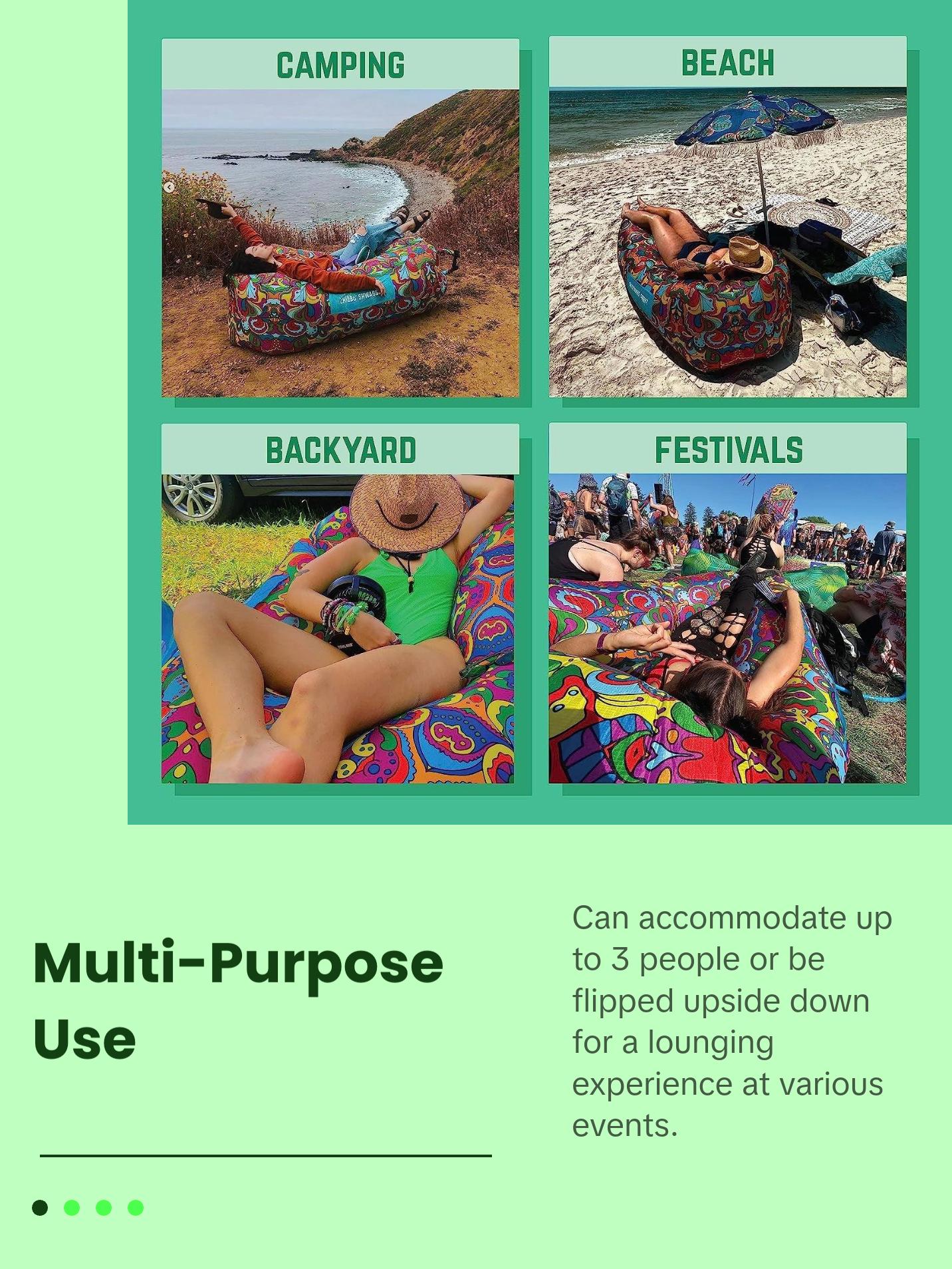 Shwaggins Inflatable Couch – Cool Inflatable Lounger Easy Setup Is Perfect for Beach Gear, Camping Fun and Festival Accessories.