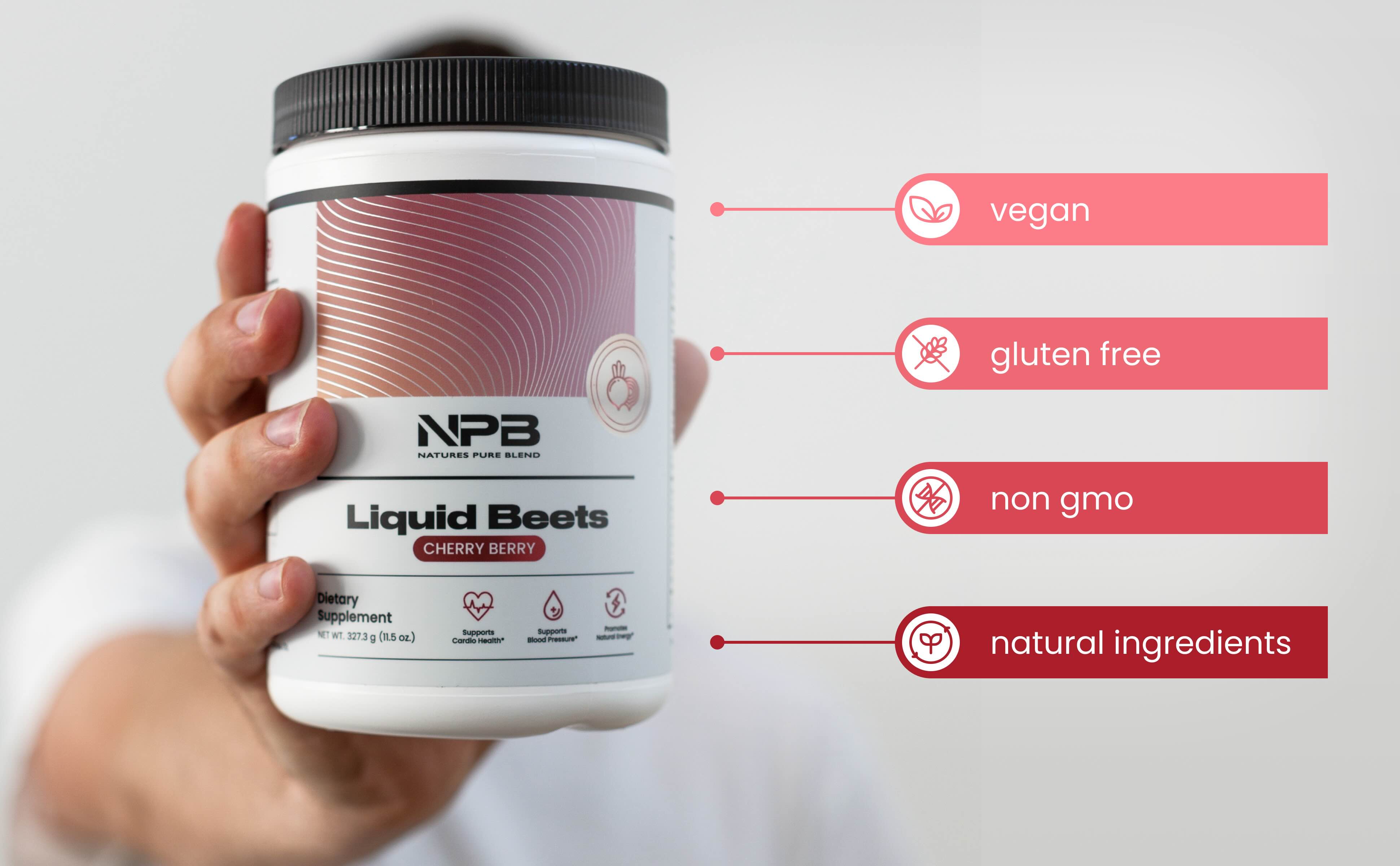 Liquid Beets - Natural Cherry Berry Flavor - Blood Pressure Support, Circulation Booster, Recovery Support, Heart Healthy Energy, Powder, Dietary Healthcare
