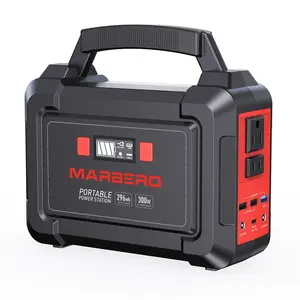 MARBERO 296Wh Portable Power Station with 2 x 300W Pure Sine Wave AC Outlets 330W Surge 8 Output Ports & Built-in Flashlight for Camping Blackout Outdoor Emergency