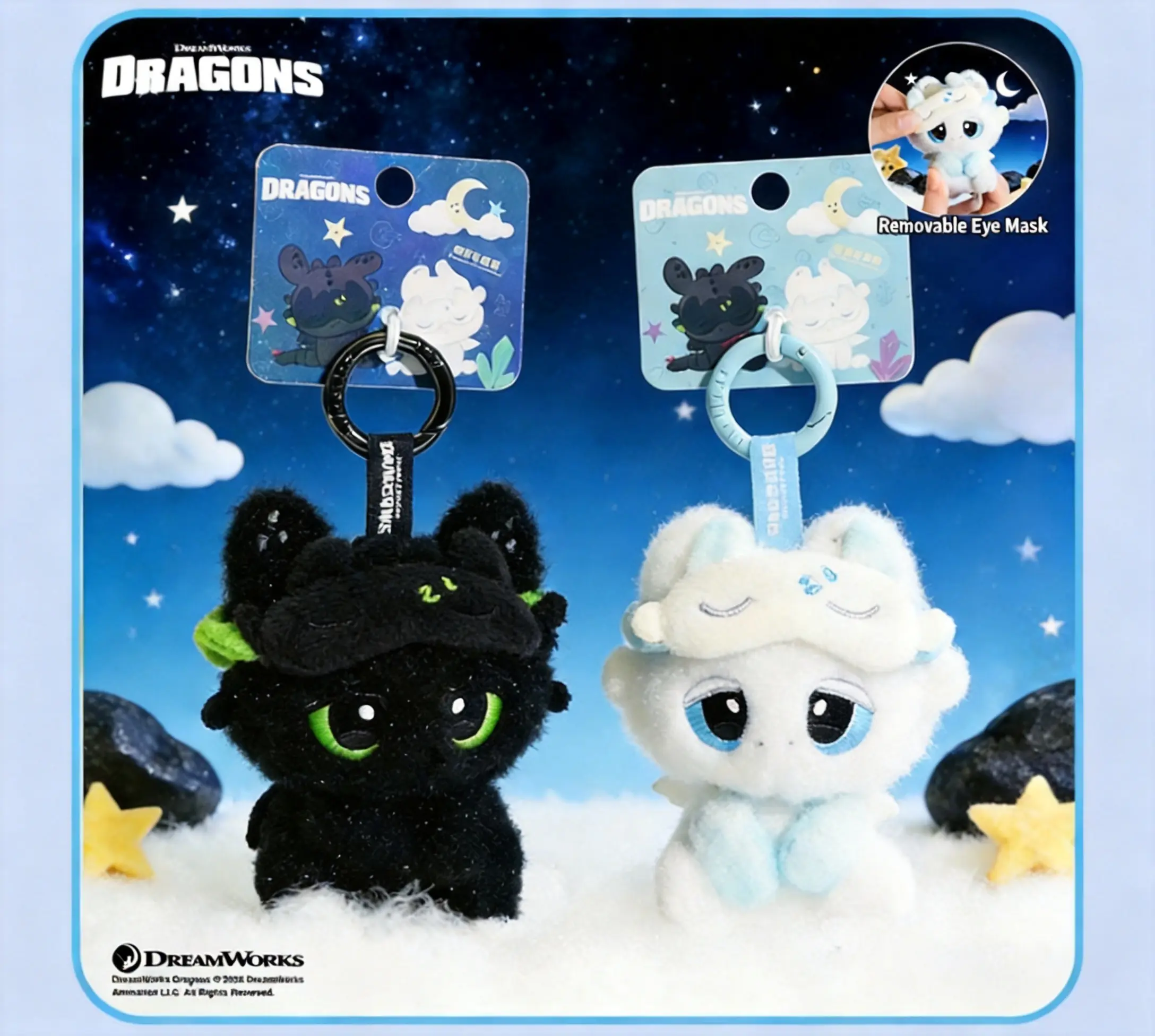 Miniso "Dragon Master" Sleeping Toothless Stuffed Toy Keychain, Soft & Fluffy Keychain Decor, Sleepy Plush Shape That Feels Cozy to Hold, Bag Charm, Friend Birthday Gift, Key Accessories, Cute Charms Keychain, Back To School