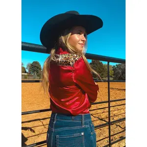 Crimson Leopard Rodeo Shirt