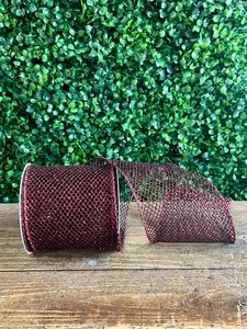 4 Inch By 10 Yard Scarlet Grand Net Glitter Ribbon