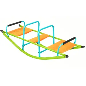 Double Rocking Seesaw, 2-Seater Teeter Totter Indoor & Outdoor Ride On Playground Toy, Durable Steel Rocking Chair Seesaw for Backyard Fun