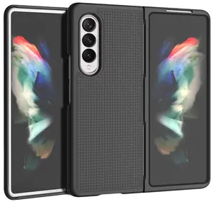 Case for Galaxy Z Fold 3 5G, Nakedcellphone Slim Hard Shell Protector Cover [Anti-Fingerprint, Grid Texture] for Samsung Z Fold3 Phone (SM-F926) 2021