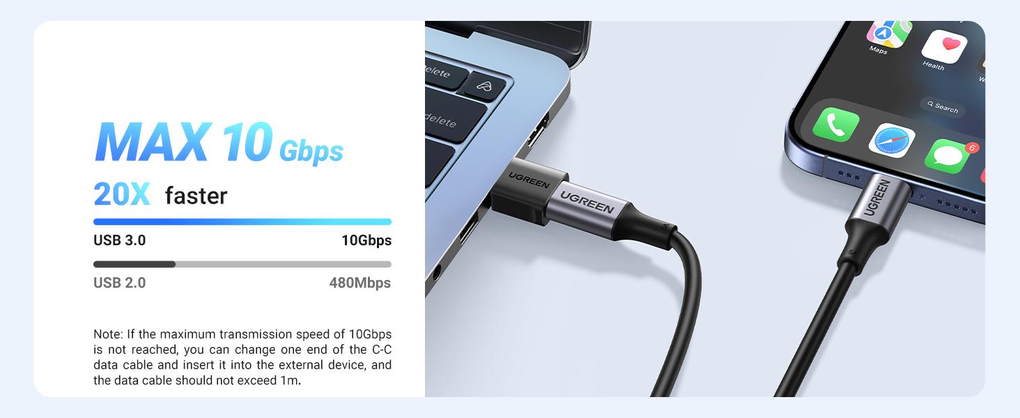 （Buy 2 Get 2 Free）UGREEN USB to USB C Adapter , Type-C Female to USB 3.0 Male Type Charger Connector, 10Gbps Data Transfer,USB C to USB Adapter For iPhone 17 16 15 14 13 12 Mini Pro Max, AirPods Pro 2 3, Samsung Galaxy S23 S24,A53 A54, iPad Pro 2022/2021