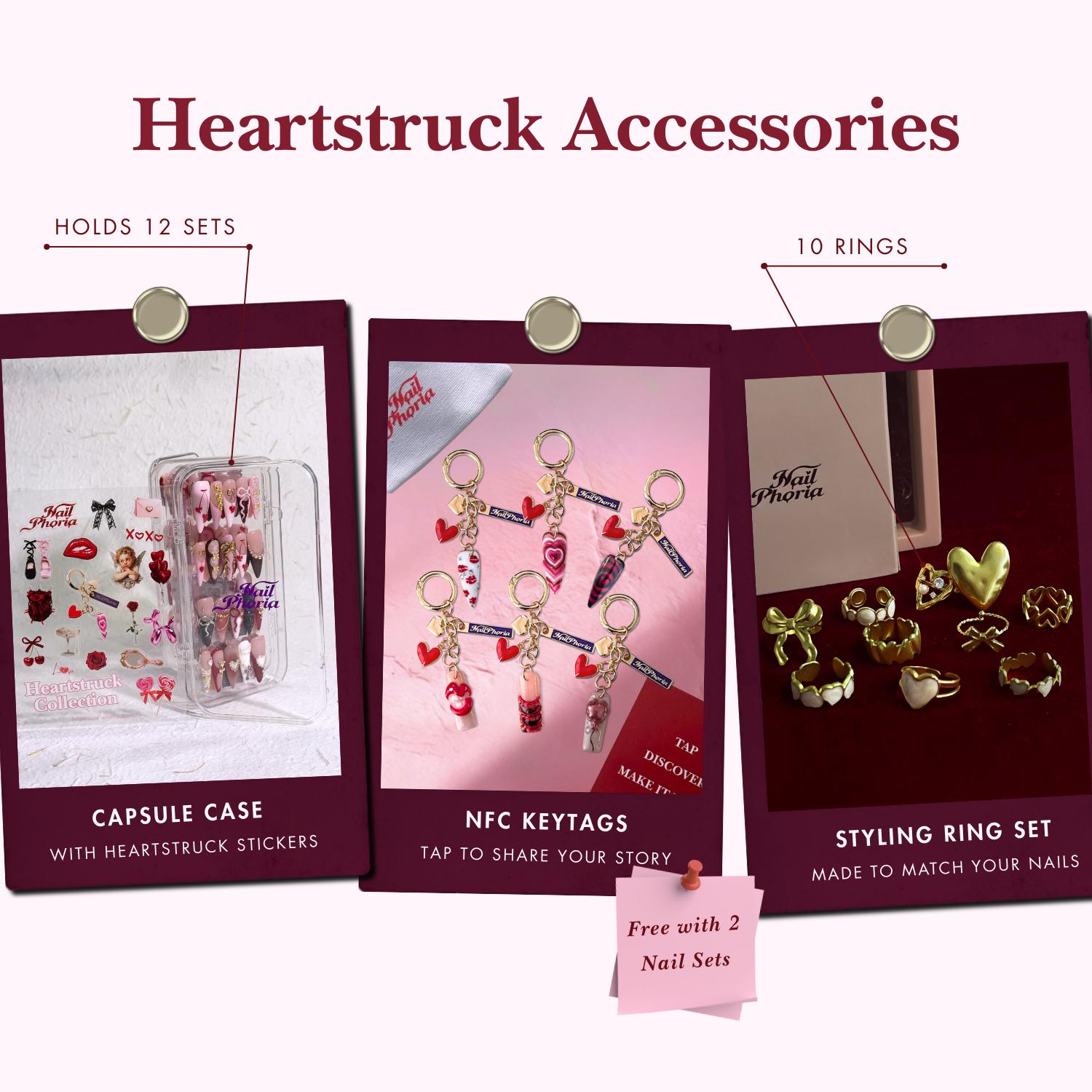 NailPhoria HEARTSTRUCK Collection - Valentine Handmade Press-On Nails | Reusable, Salon-Quality, Long-Lasting, Glossy Design