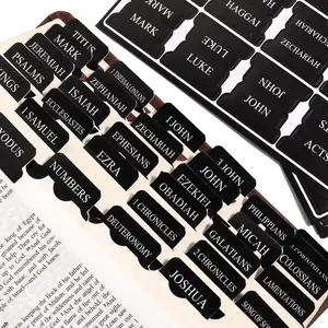 Black Bible Tabs for Men - 66 Pre-Labeled & 24 Customizable Tabs for Old & New Testament, Ultra-Thin Durable Material, Strong Adjustable Adhesive, Ideal for Scripture Study & Chapter Markers