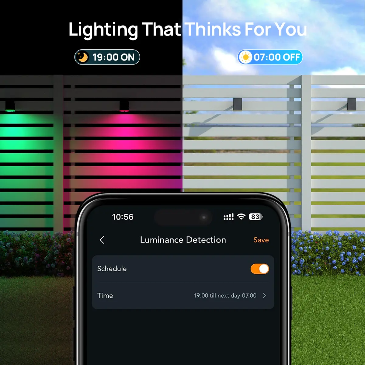 Smart solar landscape light automatic schedule control